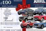 Rimmer Bros £100.00 Gift Certificate - GIFT CERTIFICATE 100